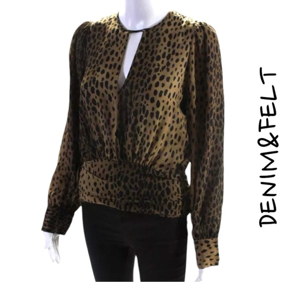 GOOD AMERICAN Leopard Keyhole Blouse | EUC!!🤎🖤🤎🖤 - Picture 8 of 15